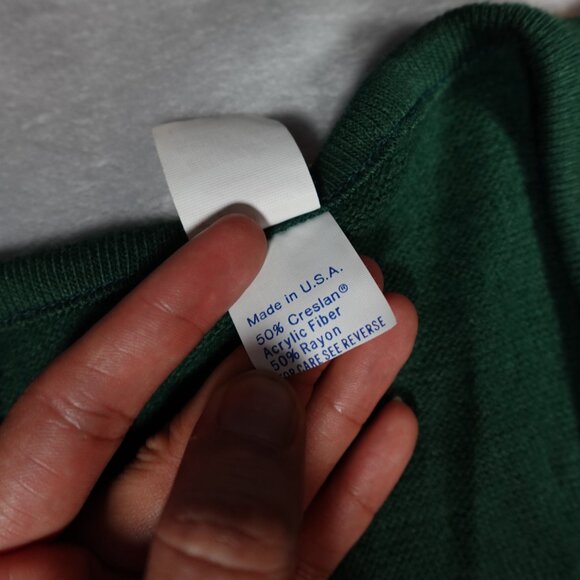 Vintage Siena College V Neck Sweater Mens L Slim Short Fit H Wolf & Sons USA 70s - Picture 5 of 10